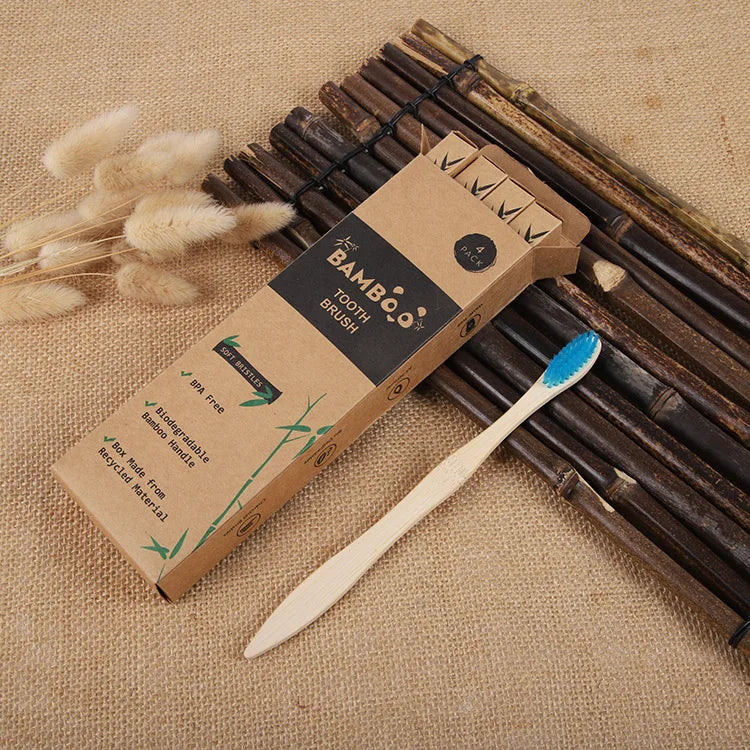 EcoBrush™ 4 Pcs. Bamboo Toothbrushes – Extra Soft & Biodegradable - BodyMindSpiritSpace