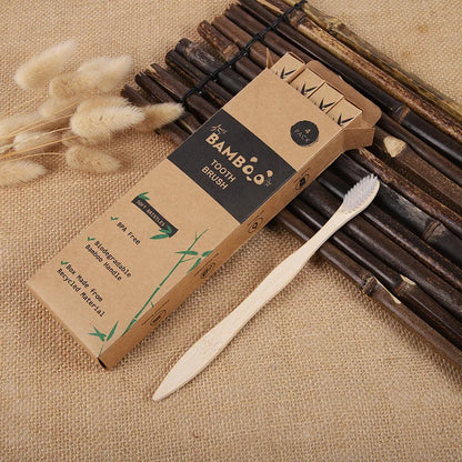 EcoBrush™ 4 Pcs. Bamboo Toothbrushes – Extra Soft & Biodegradable - BodyMindSpiritSpace