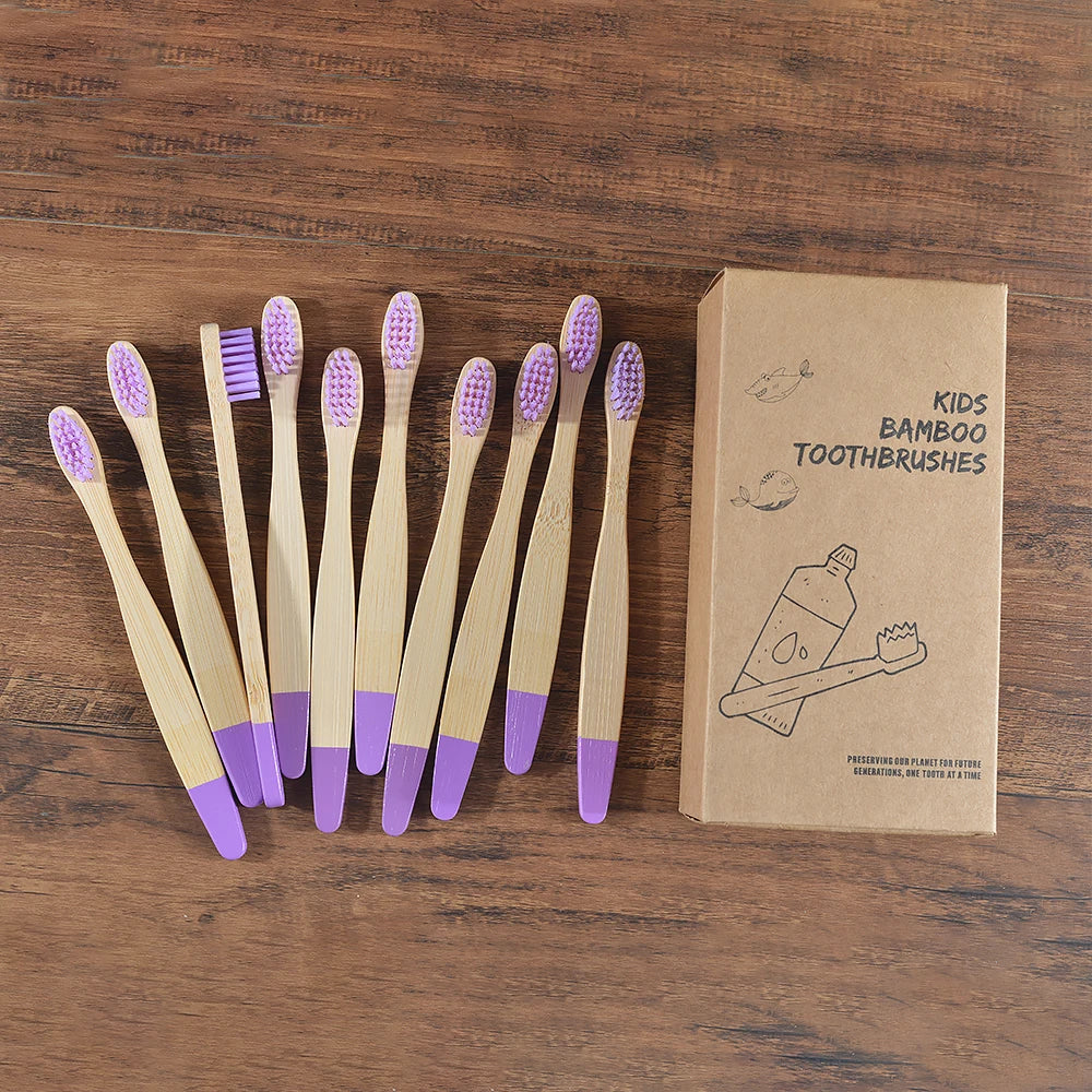 EcoBrush™ 10-Piece Colorful Bamboo Toothbrush Set – Eco-Friendly & Plastic-Free for Kids - BodyMindSpiritSpace