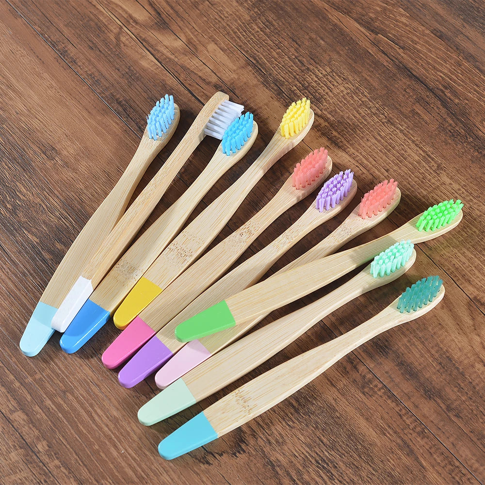 EcoBrush™ 10-Piece Colorful Bamboo Toothbrush Set – Eco-Friendly & Plastic-Free for Kids - BodyMindSpiritSpace