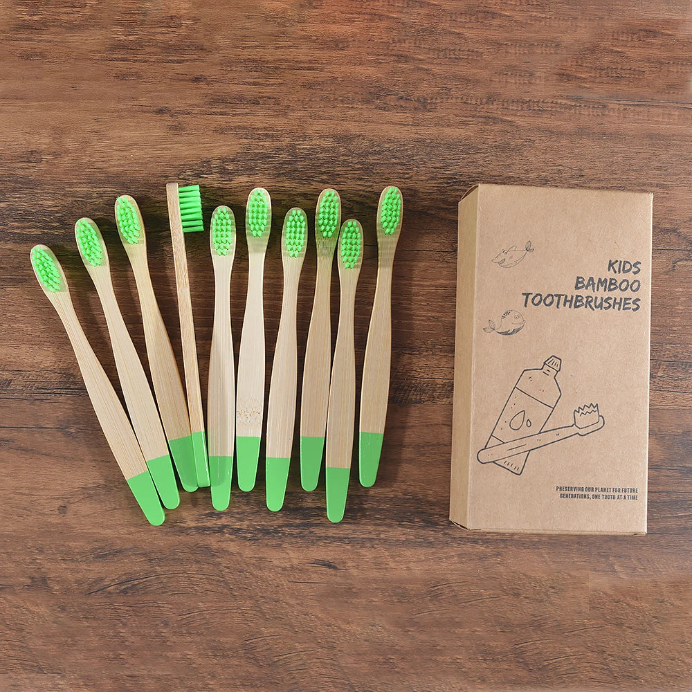 EcoBrush™ 10-Piece Colorful Bamboo Toothbrush Set – Eco-Friendly & Plastic-Free for Kids - BodyMindSpiritSpace