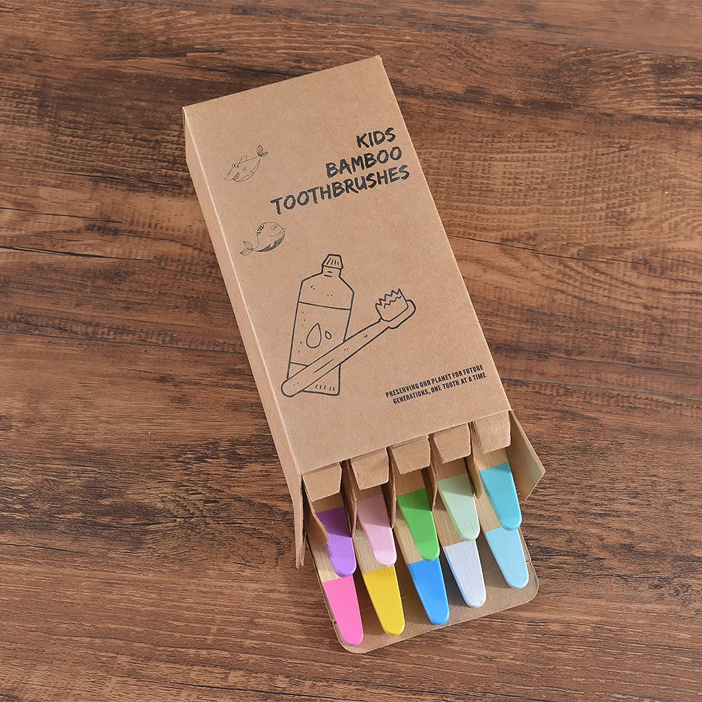 EcoBrush™ 10-Piece Colorful Bamboo Toothbrush Set – Eco-Friendly & Plastic-Free for Kids - BodyMindSpiritSpace