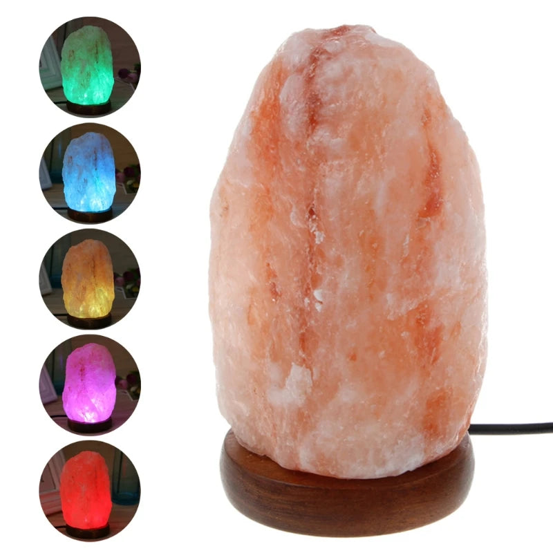 HimalayanGlow™ – Hand-Carved USB Himalayan Salt Lamp with Wooden Base - BodyMindSpiritSpace