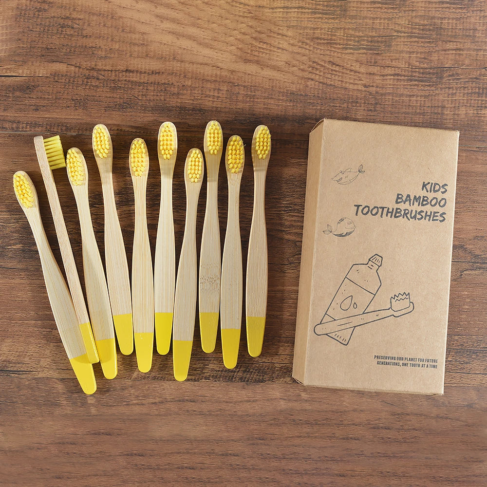 EcoBrush™ 10-Piece Colorful Bamboo Toothbrush Set – Eco-Friendly & Plastic-Free for Kids - BodyMindSpiritSpace