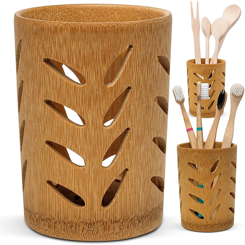 BambooPure™ "Cottify" – Eco-Friendly Bamboo Toothbrush Holder with Quick-Dry Ventilation - BodyMindSpiritSpace