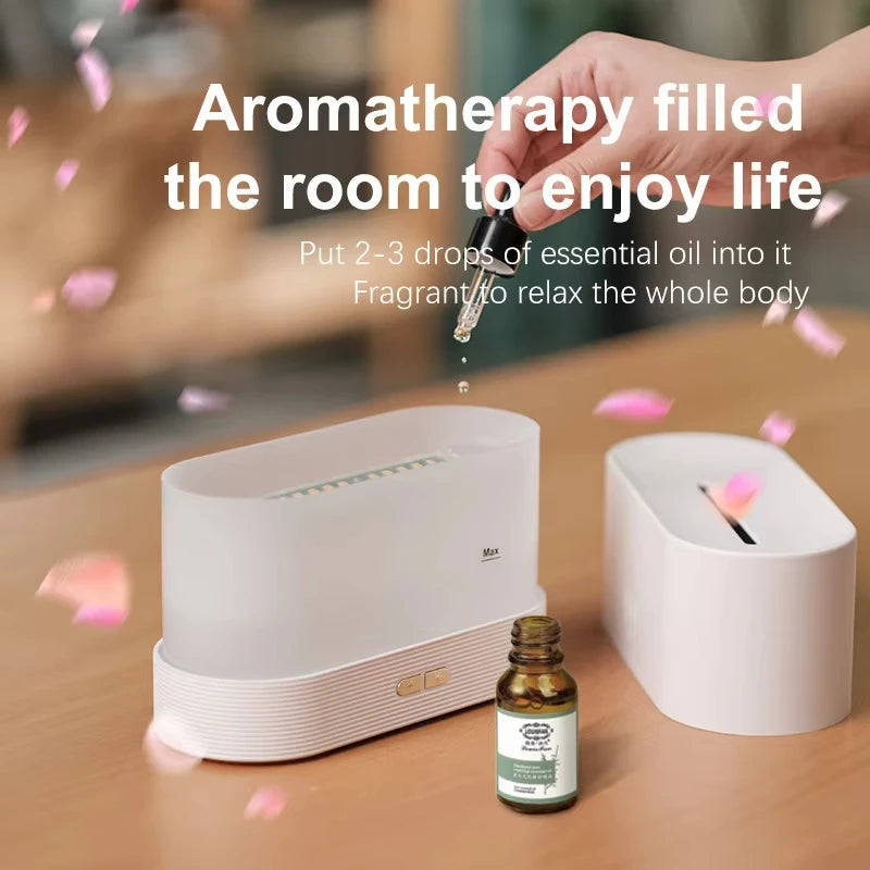 AromaFlame™ 180 ml Diffuser – Air Humidifier & Aromatherapy Mist Maker with Flame Effect - BodyMindSpiritSpace