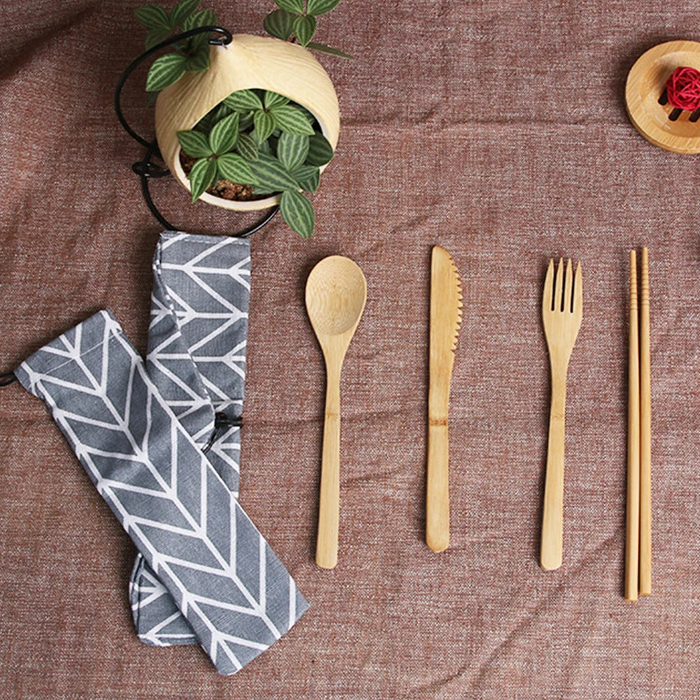 EcoBite™ Bamboo Utensils Travel Cutlery Set – Eco-Friendly & Reusable - BodyMindSpiritSpace