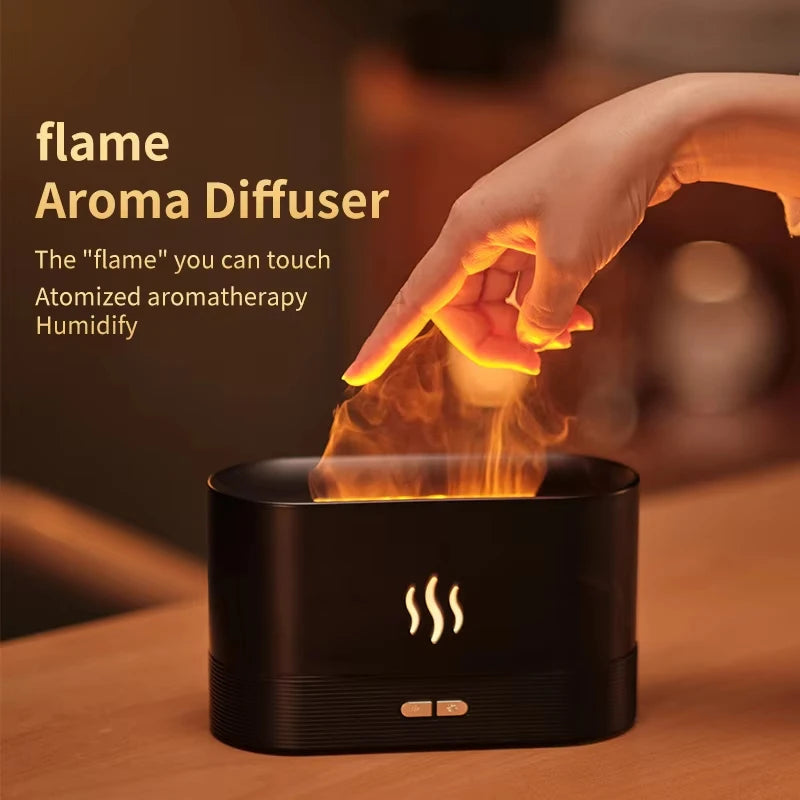 AromaFlame™ 180 ml Diffuser – Air Humidifier & Aromatherapy Mist Maker with Flame Effect - BodyMindSpiritSpace