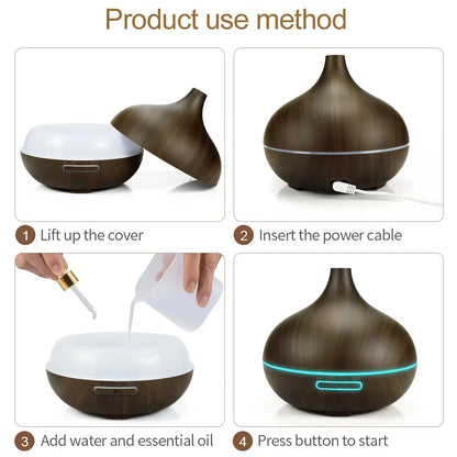 AromaFlow™ – 500ml Ultrasonic Essential Oil Diffuser & Air Humidifier (Remote Control & 7-Color LED) - BodyMindSpiritSpace