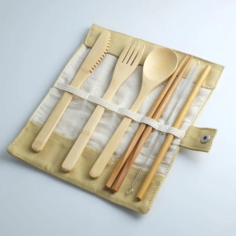 EcoBite™ Reusable Bamboo Cutlery Set – Eco-Friendly Travel Utensils with Pouch - BodyMindSpiritSpace