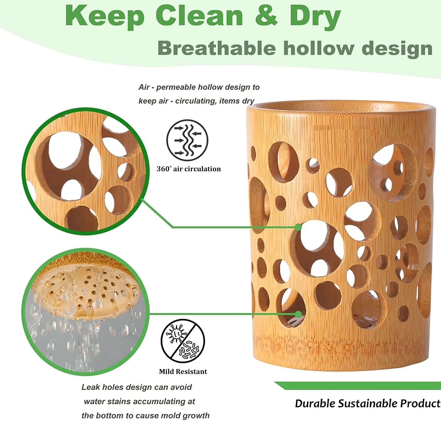 BambooPure™ "Cottify" – Eco-Friendly Bamboo Toothbrush Holder with Quick-Dry Ventilation - BodyMindSpiritSpace