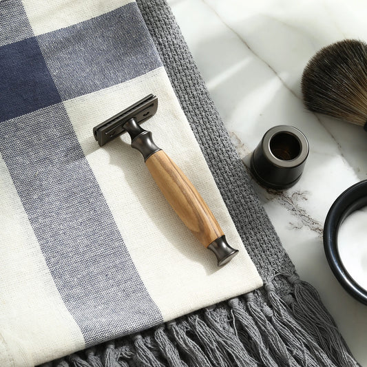 EcoShave™ Olive Wood Safety Razor – Zero-Waste Wet Shaving for Men & Women - BodyMindSpiritSpace