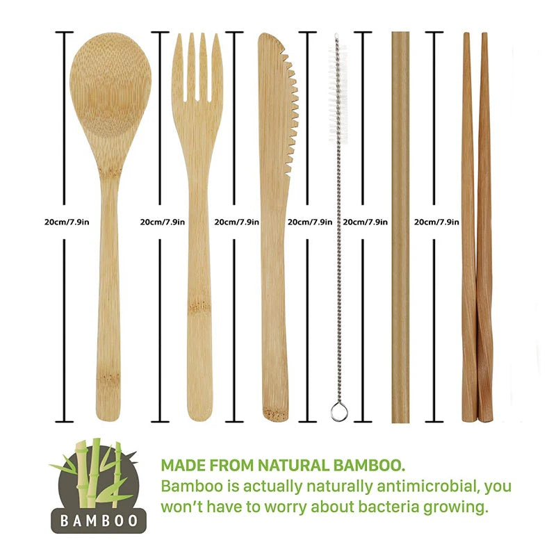 EcoBite™ Reusable Bamboo Cutlery Set – Eco-Friendly Travel Utensils with Pouch - BodyMindSpiritSpace