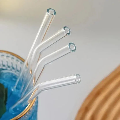 PureSip™ Heat-Resistant Glass Straws – Set of 4 with Cleaning Brush – Reusable & Eco-Friendly - BodyMindSpiritSpace