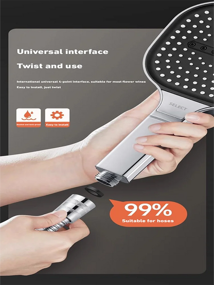 AquaLux™ 13cm High-Pressure Shower Head – 4 Modes with Water Massage & Built-In Filter for a Spa-Like Experience - BodyMindSpiritSpace