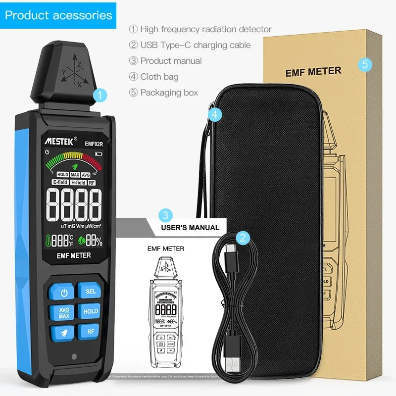 ShieldScan™ Terra FP2– EMF Meter & Electromagnetic Radiation Detector with Temperature & Humidity Monitoring - BodyMindSpiritSpace