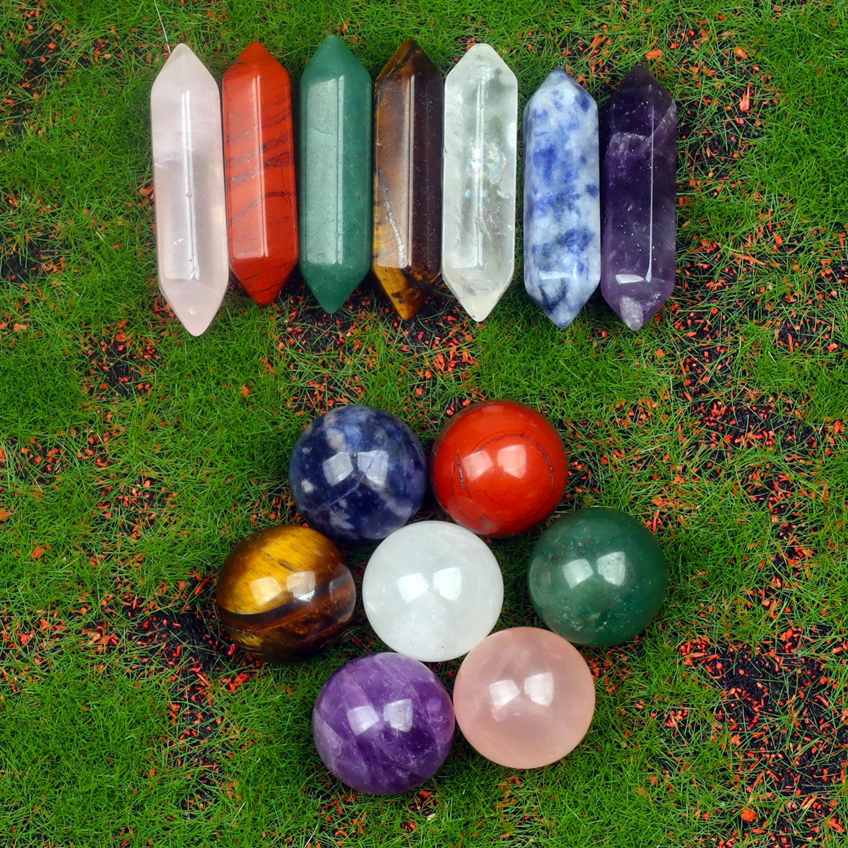 ChakraBalance™ 7-Piece Natural Crystal & Healing Stone Set – Chakra Alignment & Reiki Energy - BodyMindSpiritSpace