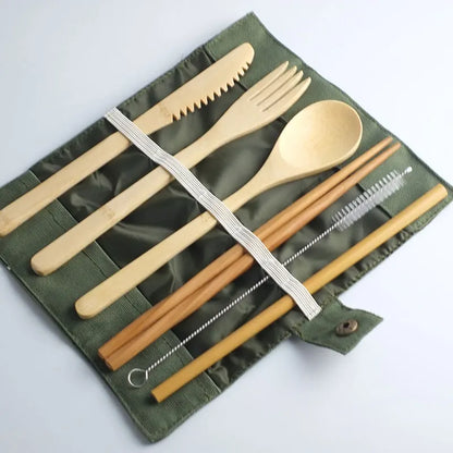 EcoBite™ Reusable Bamboo Cutlery Set – Eco-Friendly Travel Utensils with Pouch - BodyMindSpiritSpace