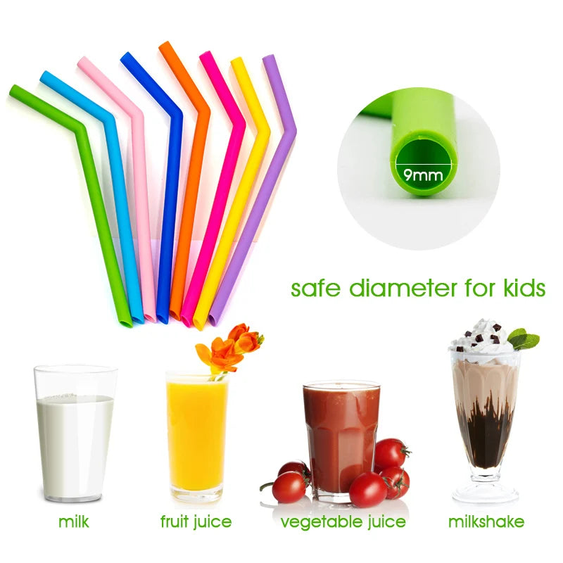 PureSip™ – Reusable Food-Grade Silicone Straws with Cleaning Brush - BodyMindSpiritSpace