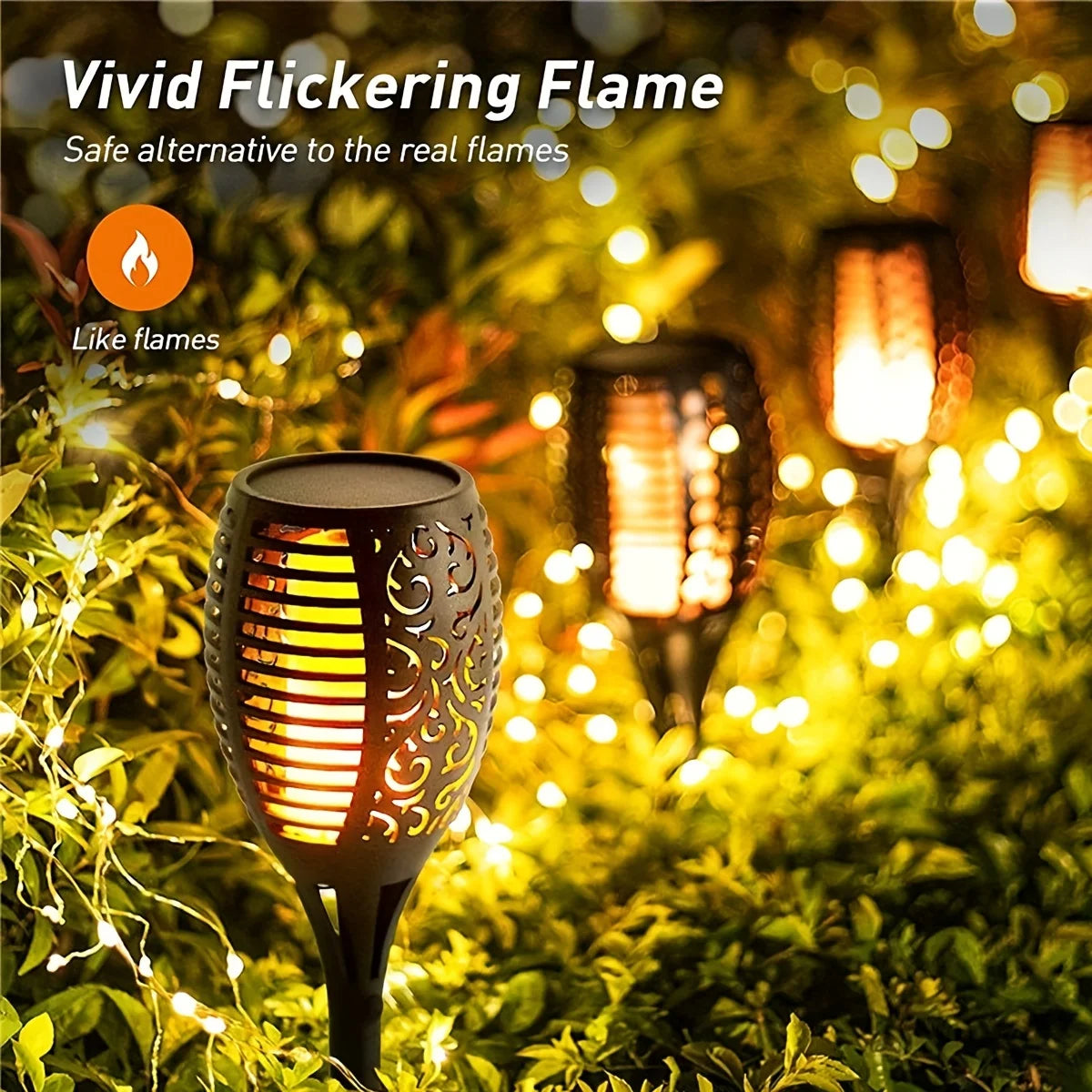 SolarFlame™ – 96-LED Flickering Solar Torch Light for Outdoor Ambience - BodyMindSpiritSpace