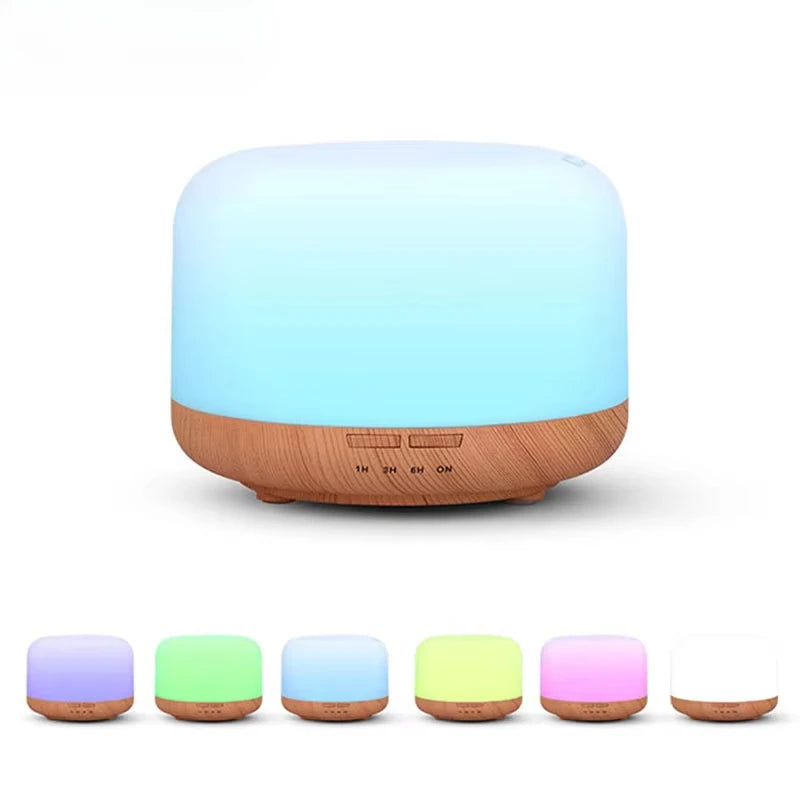 AromaMist™ 500 ml USB Wood Grain Humidifier & Aroma Diffuser – Ultrasonic & LED Night Light - BodyMindSpiritSpace