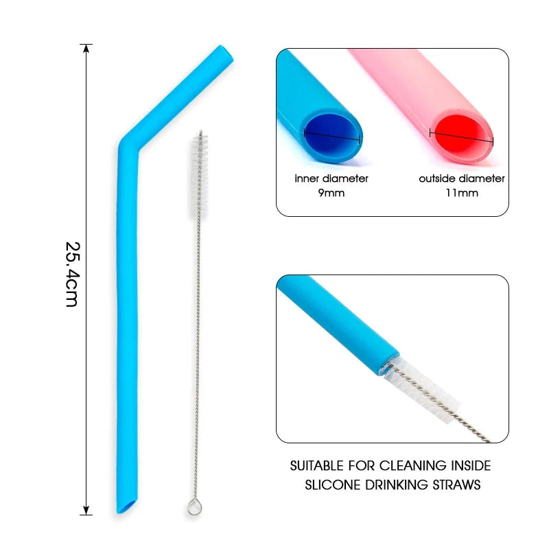 PureSip™ – Reusable Food-Grade Silicone Straws with Cleaning Brush - BodyMindSpiritSpace