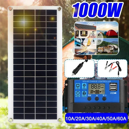 SolarMax™ 1000W Solar Panel | 12V Monocrystalline Solar Cell with 60A/100A Controller - BodyMindSpiritSpace