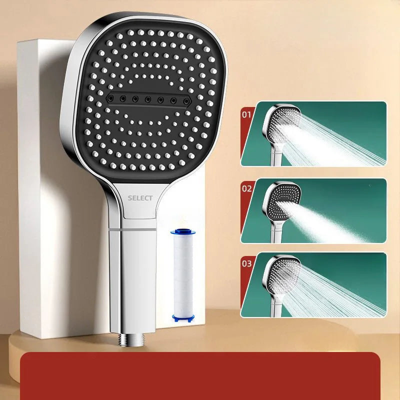 AquaLux™ 13cm High-Pressure Shower Head – 4 Modes with Water Massage & Built-In Filter for a Spa-Like Experience - BodyMindSpiritSpace