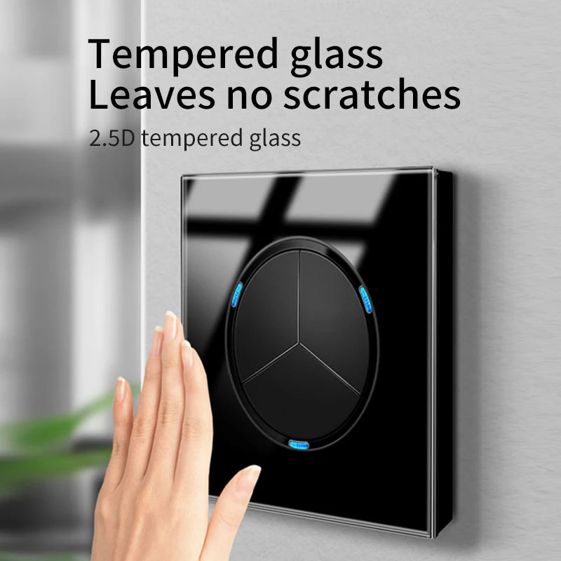 LumiTouch™ Black Glass Panel Touch Switch – EU / UK Standard with USB & Reset Button - BodyMindSpiritSpace