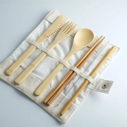 EcoBite™ Reusable Bamboo Cutlery Set – Eco-Friendly Travel Utensils with Pouch - BodyMindSpiritSpace