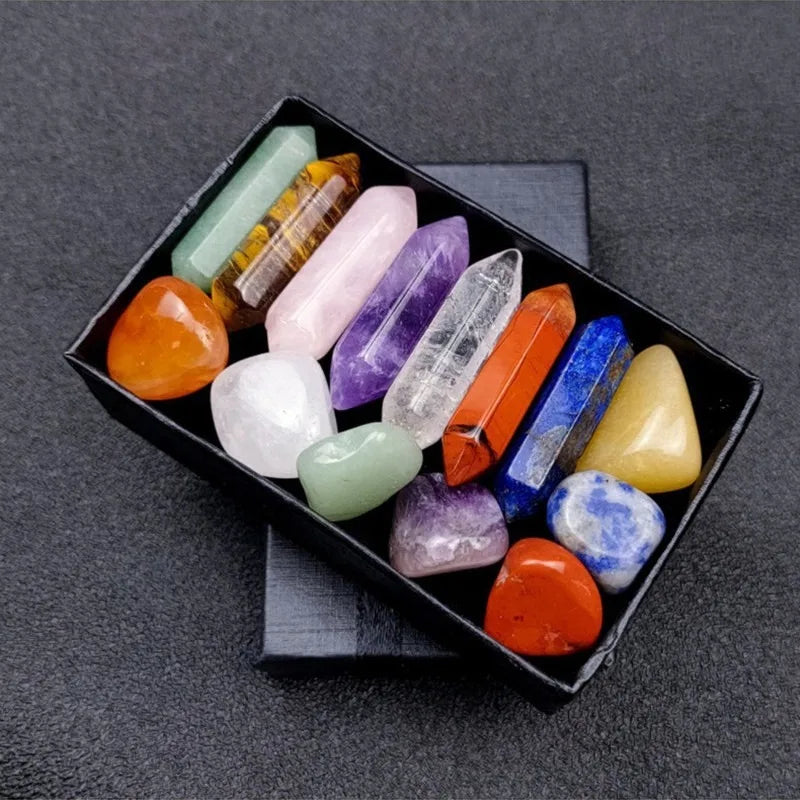 CrystalAlign™ – 14-Piece Chakra Healing Crystal Set for Meditation & Energy Work - BodyMindSpiritSpace