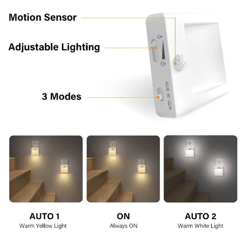 LumiSense™ – Plug-in LED Motion Sensor Night Light for a Smart and Eco-friendy Home (Energy-Saving and Dimmable) - BodyMindSpiritSpace