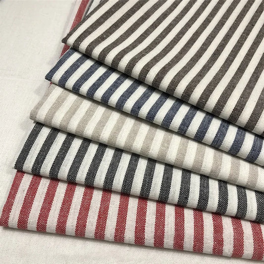 PureWeave™ High-Quality Yarn-Dyed Striped Cotton Linen Fabric – Breathable & Versatile for DIY Sewing - BodyMindSpiritSpace