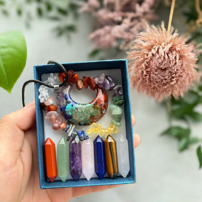 CrystalAlign™ – 9-teiliges Quarz-Chakra-Heilset für Meditation und Energiearbeit